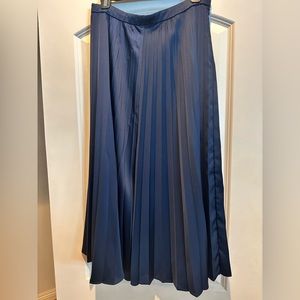 Navy J.Crew pleated silk skirt